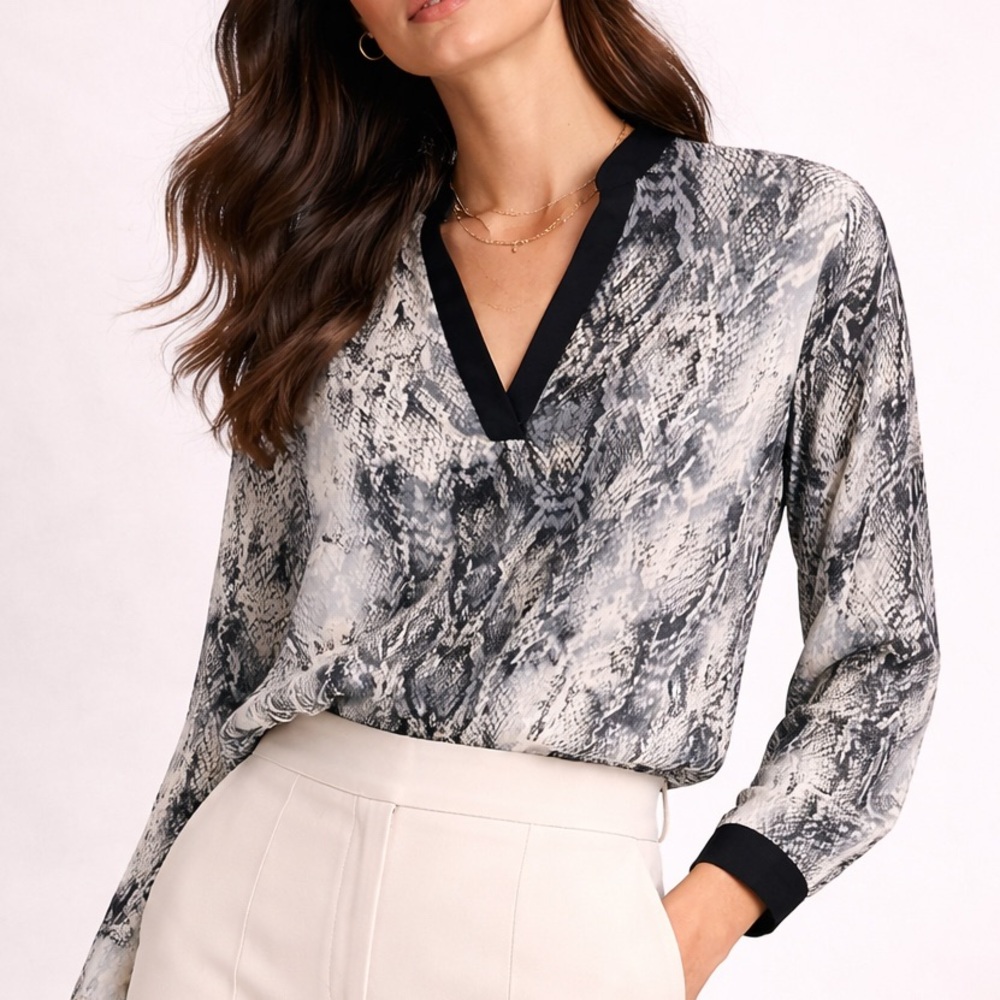 Zara basic snakeskin chiffon printed top ❤️